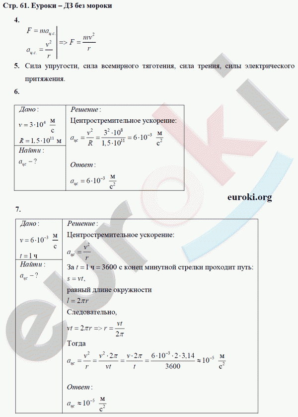 Рабочая тетрадь по физике 9 класс Касьянов, Дмитриева Страница 61