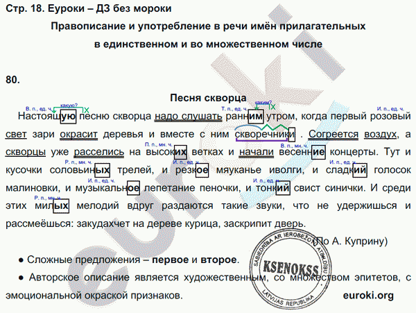 Рабочая тетрадь по русскому языку 4 класс. Часть 1, 2 Рамзаева Страница 18