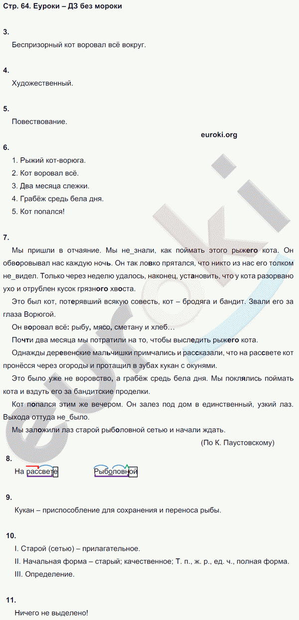 Рабочая тетрадь по русскому языку 5 класс. Комплексный анализ текста (КАТ) Малюшкин Страница 64