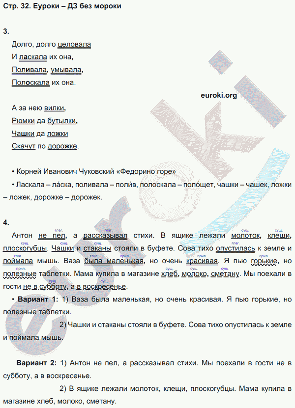 Рабочая тетрадь по русскому языку 4 класс. Часть 1, 2 Тихомирова. К учебнику Климановой, Бабушкиной Страница 32