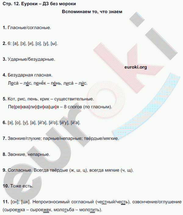 Русский язык 4 класс Бунеев Страница 12