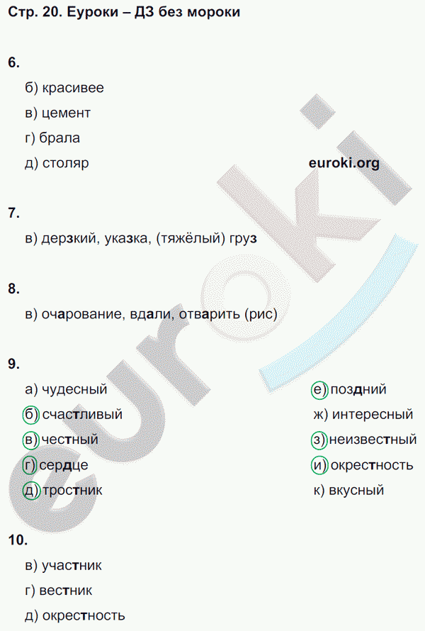 Тесты по русскому языку 5 класс. Часть 1, 2 Книгина Страница 20