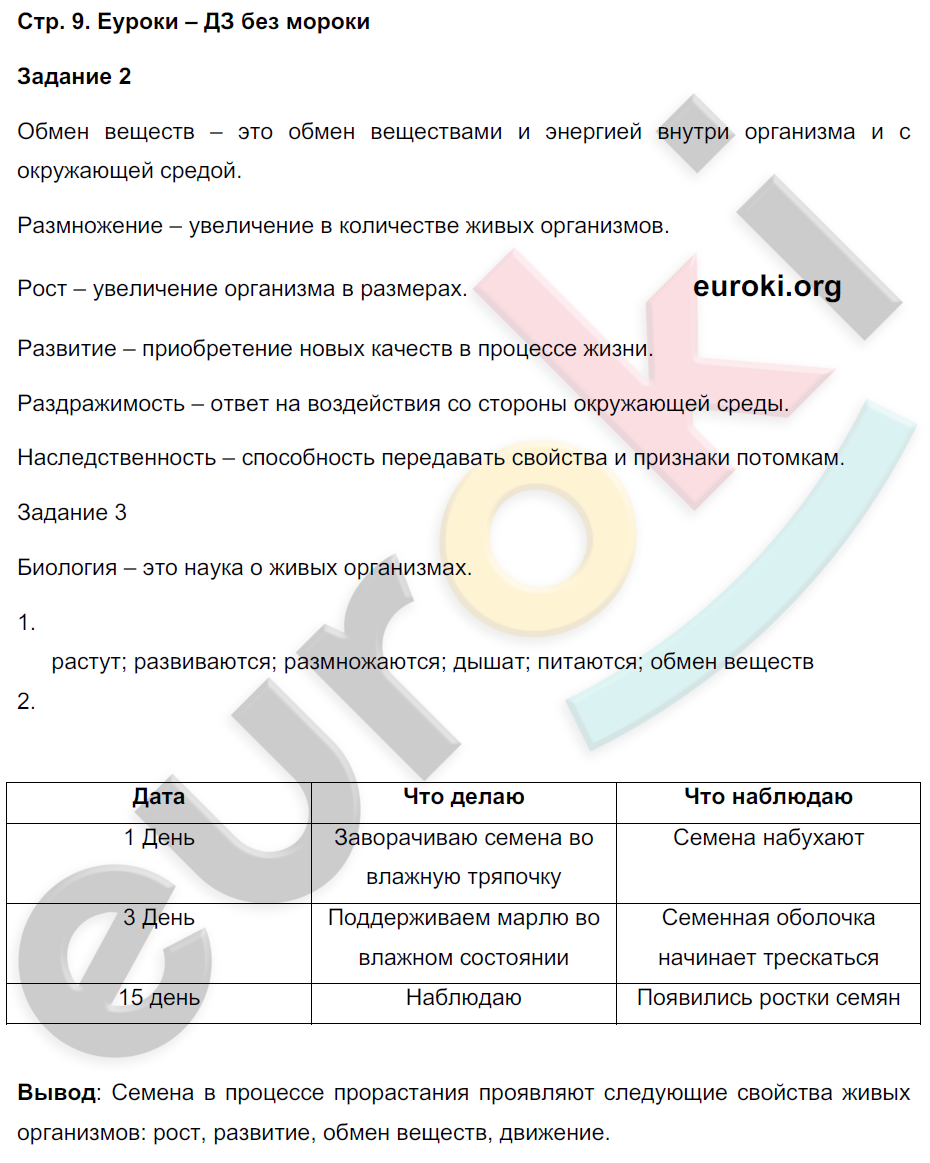 Рабочая тетрадь по биологии 6 класс. Часть 1, 2. ФГОС Сухова, Строганов Страница 9