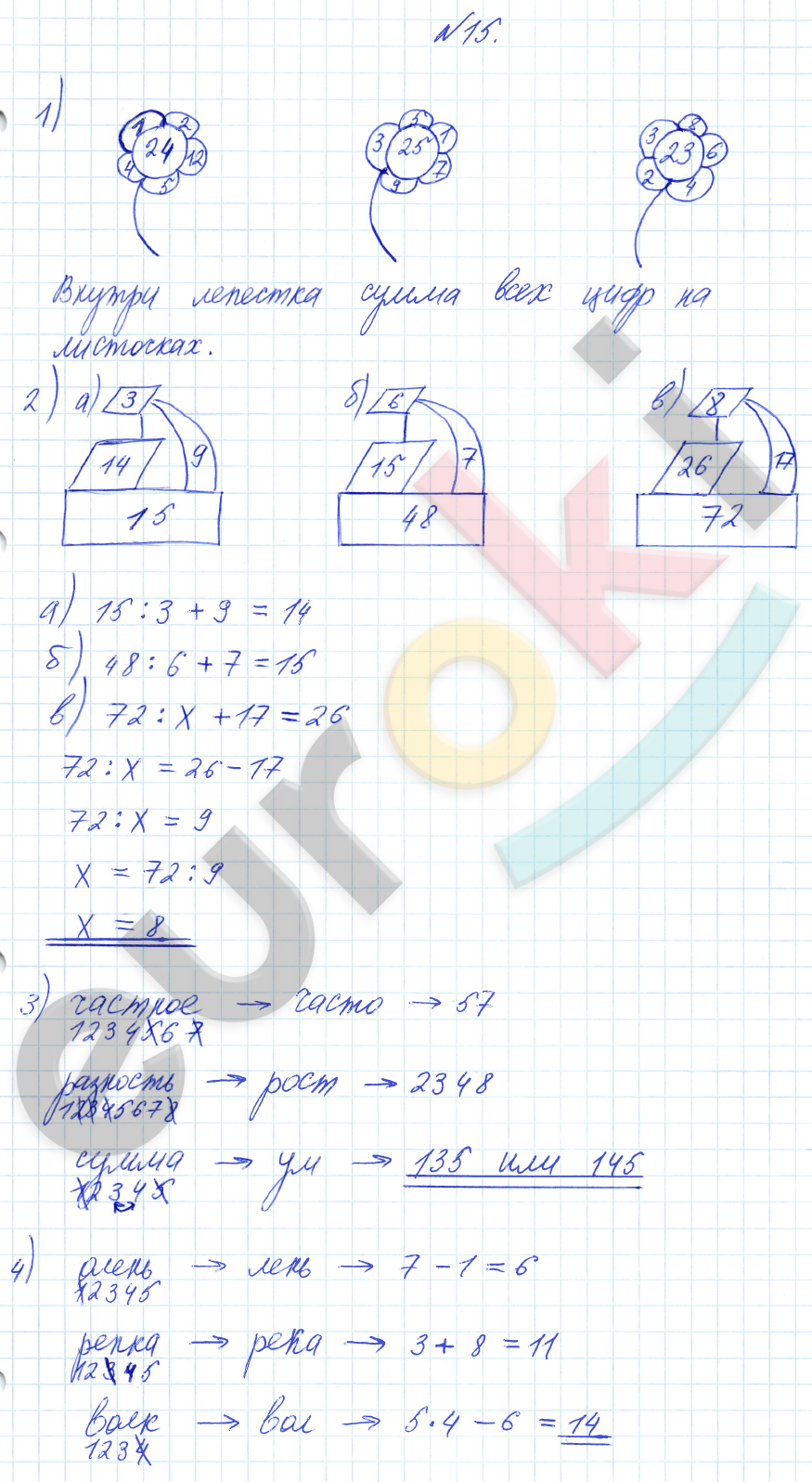 Математика 4 класс. Часть 1, 2, 3. ФГОС Петерсон Задание 15
