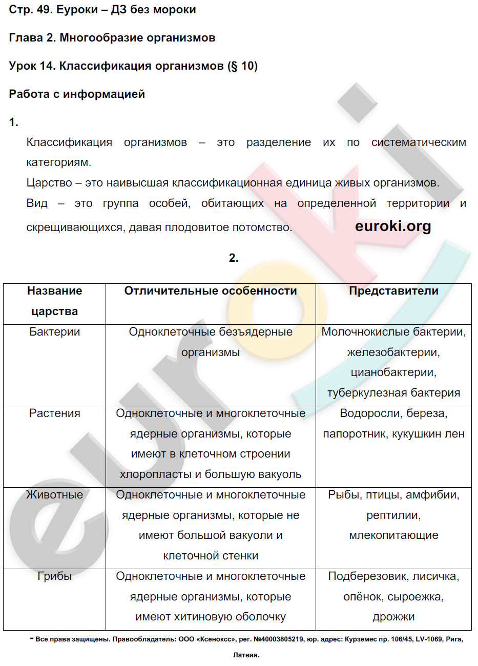 Рабочая тетрадь по биологии 5 класс. ФГОС Пасечник Страница 49