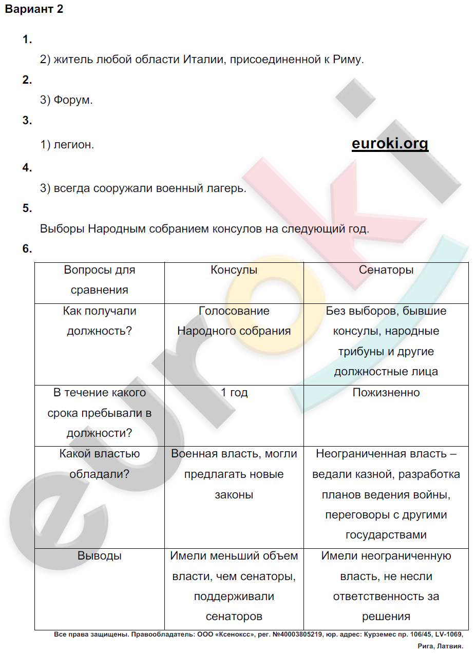 Проверочные и контрольные работы по истории Древнего мира 5 класс Крючкова Вариант 2