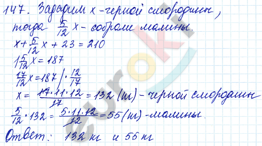 Дидактические материалы по математике 6 класс Чесноков, Нешков Вариант 147