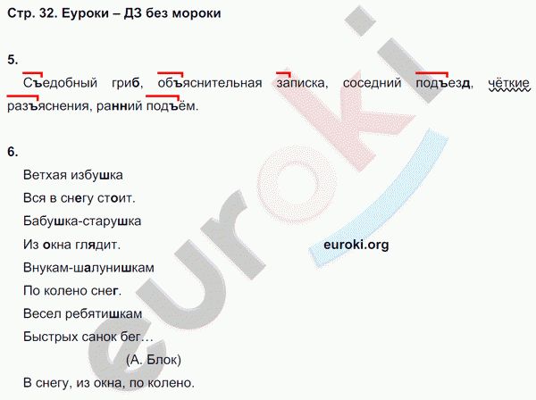 Проверочные работы по русскому языку 4 класс. Часть 1, 2 Тихомирова. К учебнику Рамзаевой Страница 32