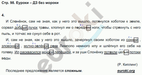 Проверочные работы по русскому языку 4 класс. Часть 1, 2 Тихомирова. К учебнику Рамзаевой Страница 98