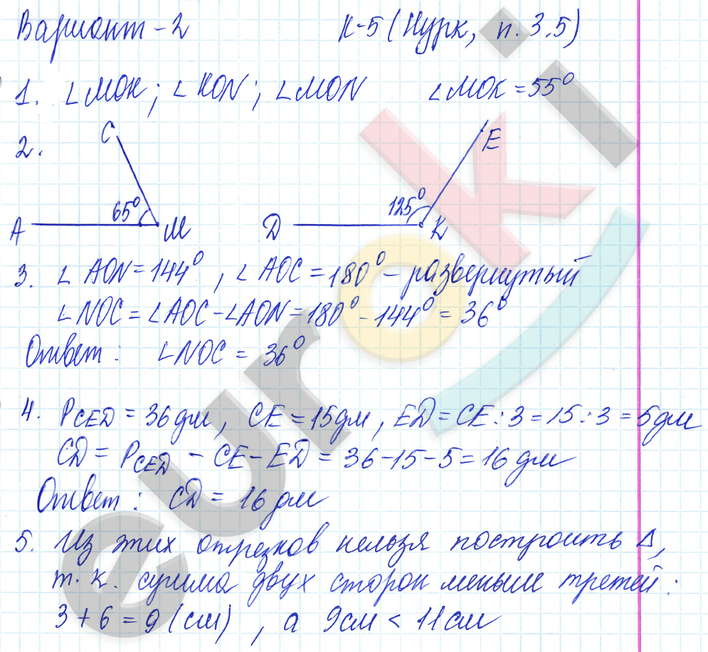 Дидактические материалы по математике 5 класс Чесноков, Нешков Вариант 2