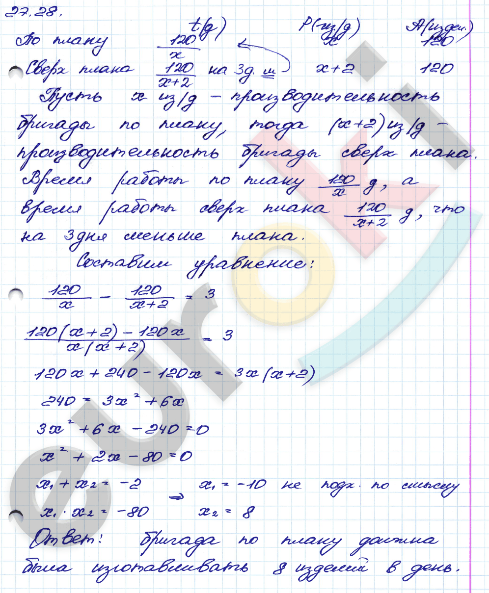 Алгебра 8 класс. ФГОС Мордкович, Александрова, Мишустина Задание 28