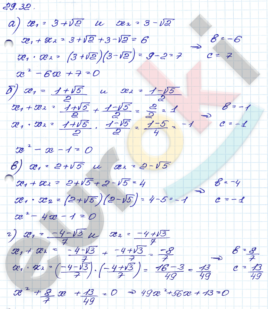 Алгебра 8 класс. ФГОС Мордкович, Александрова, Мишустина Задание 32