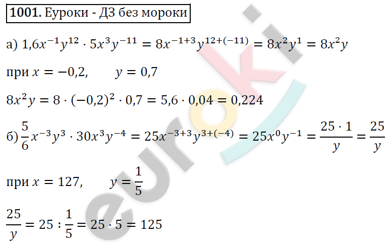 Алгебра 8 класс. ФГОС Макарычев, Миндюк, Нешков Задание 1001