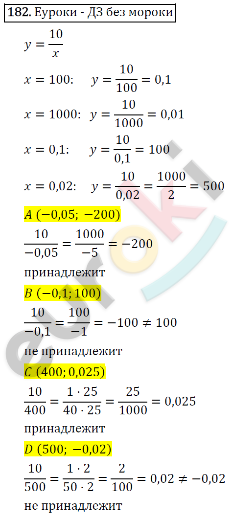 Алгебра 8 класс. ФГОС Макарычев, Миндюк, Нешков Задание 182