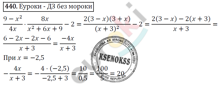 Алгебра 8 класс. ФГОС Макарычев, Миндюк, Нешков Задание 440