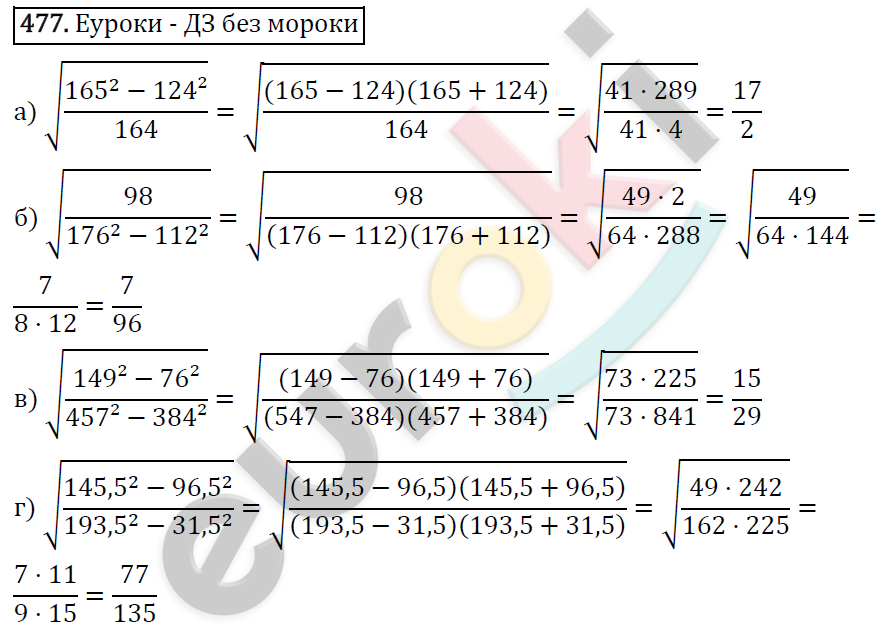 Алгебра 8 класс. ФГОС Макарычев, Миндюк, Нешков Задание 477