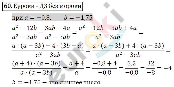 Алгебра 8 класс. ФГОС Макарычев, Миндюк, Нешков Задание 60
