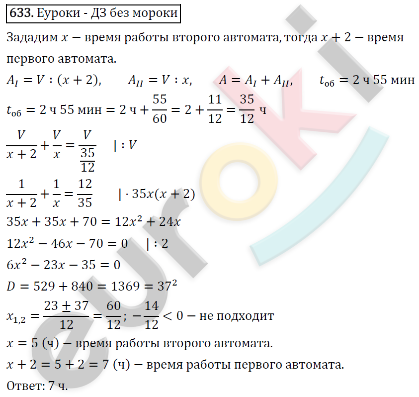Алгебра 8 класс. ФГОС Макарычев, Миндюк, Нешков Задание 633