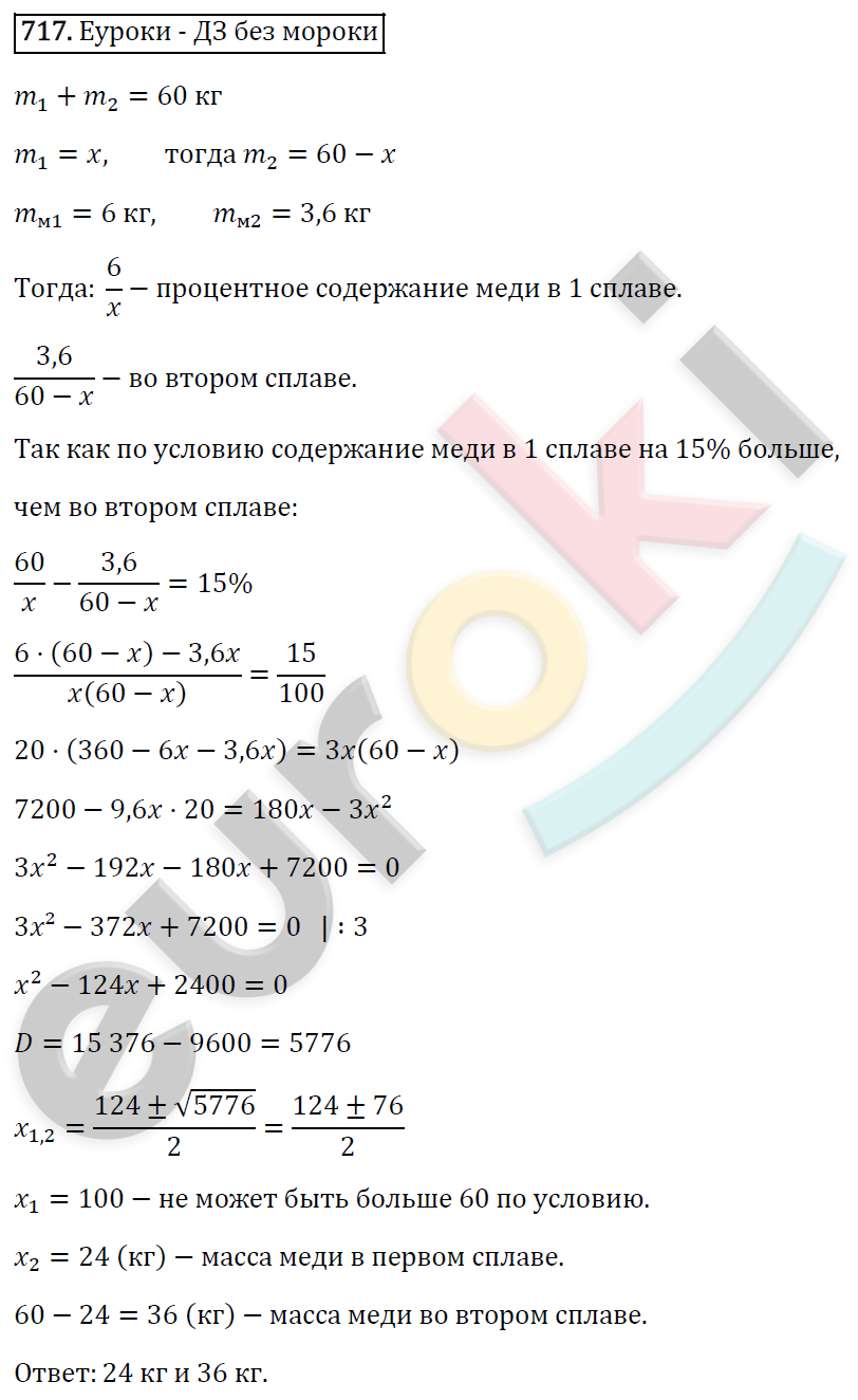 Алгебра 8 класс. ФГОС Макарычев, Миндюк, Нешков Задание 717