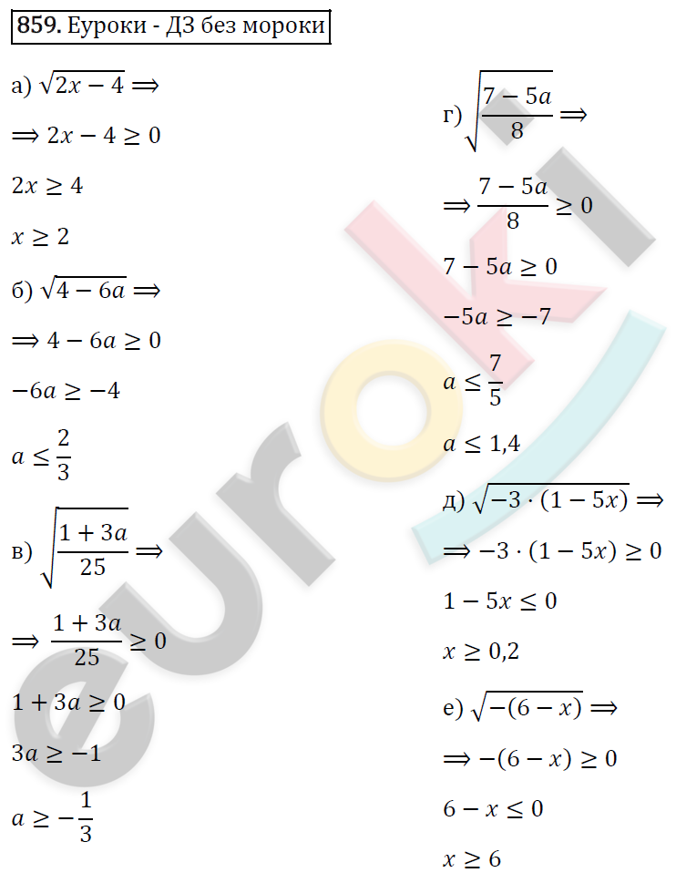 Алгебра 8 класс. ФГОС Макарычев, Миндюк, Нешков Задание 859