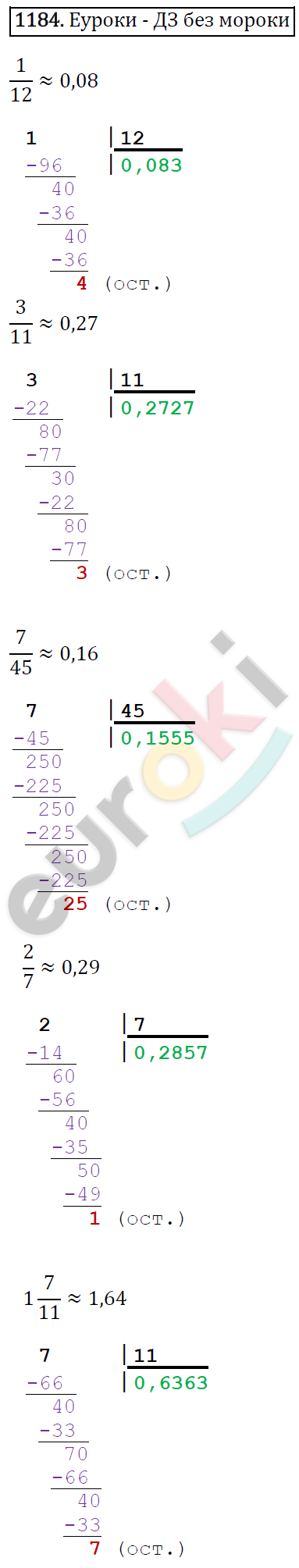 Математика 6 класс. ФГОС Виленкин, Жохов, Чесноков, Шварцбурд Задание 1184