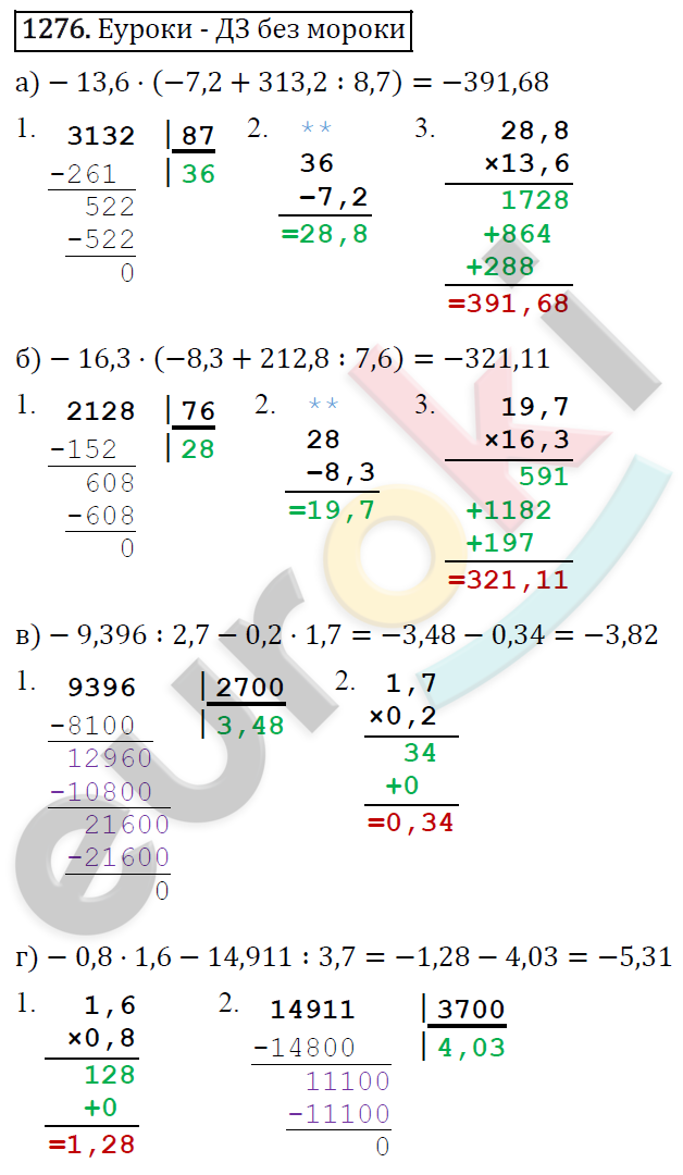 Математика 6 класс. ФГОС Виленкин, Жохов, Чесноков, Шварцбурд Задание 1276