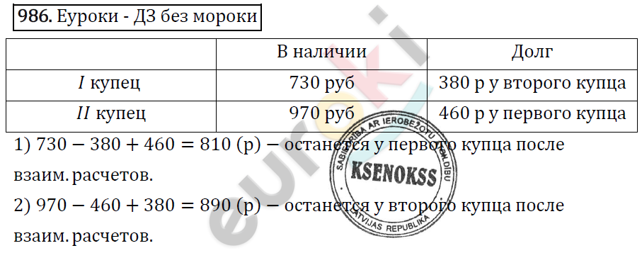 Математика 6 класс. ФГОС Виленкин, Жохов, Чесноков, Шварцбурд Задание 986