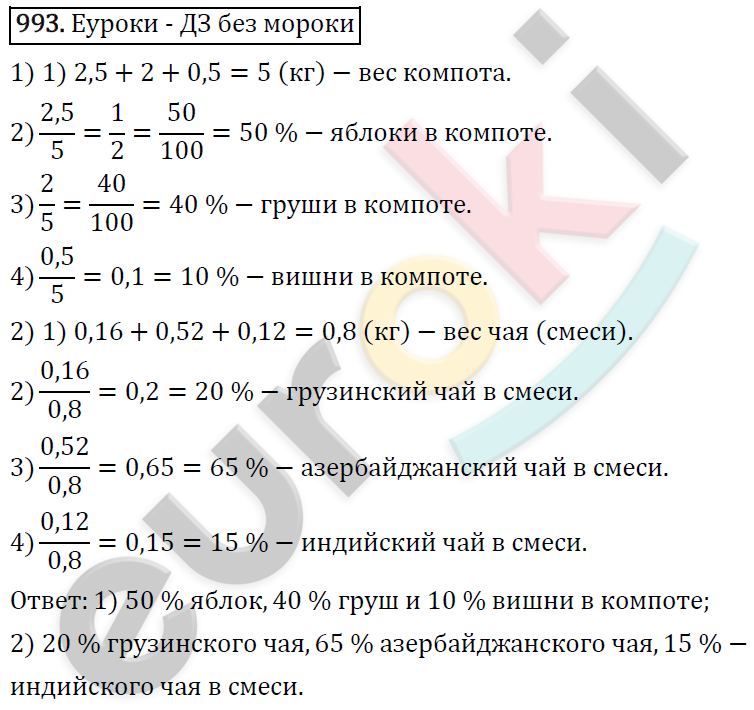 Математика 6 класс. ФГОС Виленкин, Жохов, Чесноков, Шварцбурд Задание 993