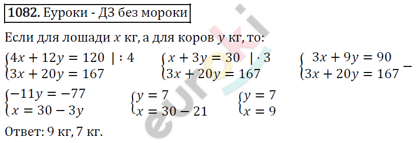 Алгебра 7 класс. ФГОС Мерзляк, Полонский, Якир Задание 1082