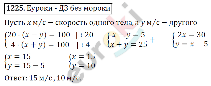 Алгебра 7 класс. ФГОС Мерзляк, Полонский, Якир Задание 1225