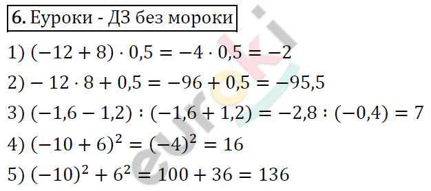Алгебра 7 класс. ФГОС Мерзляк, Полонский, Якир Задание 6