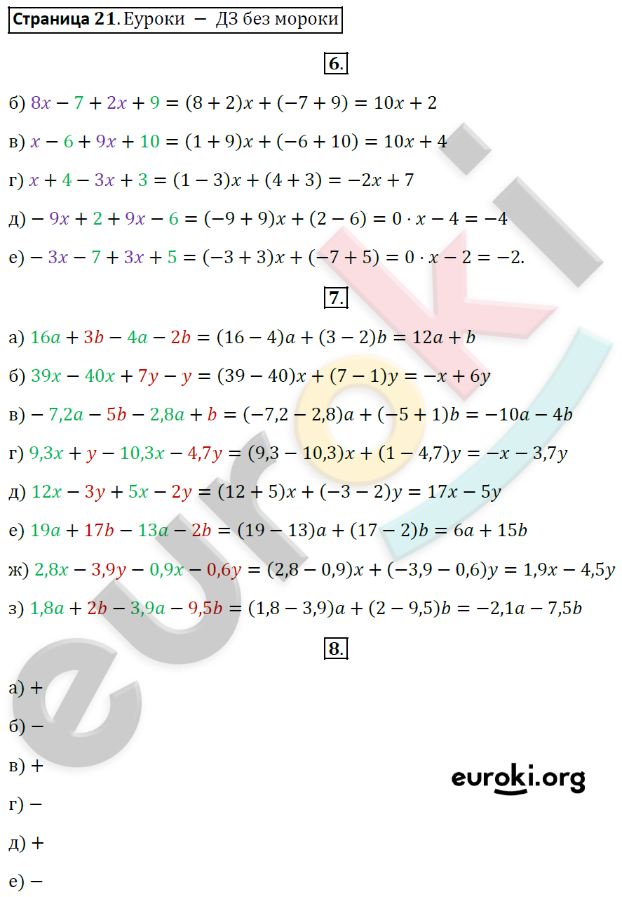 Рабочая тетрадь по алгебре 7 класс. Часть 1, 2. ФГОС Ерина. К учебнику Макарычева Страница 21
