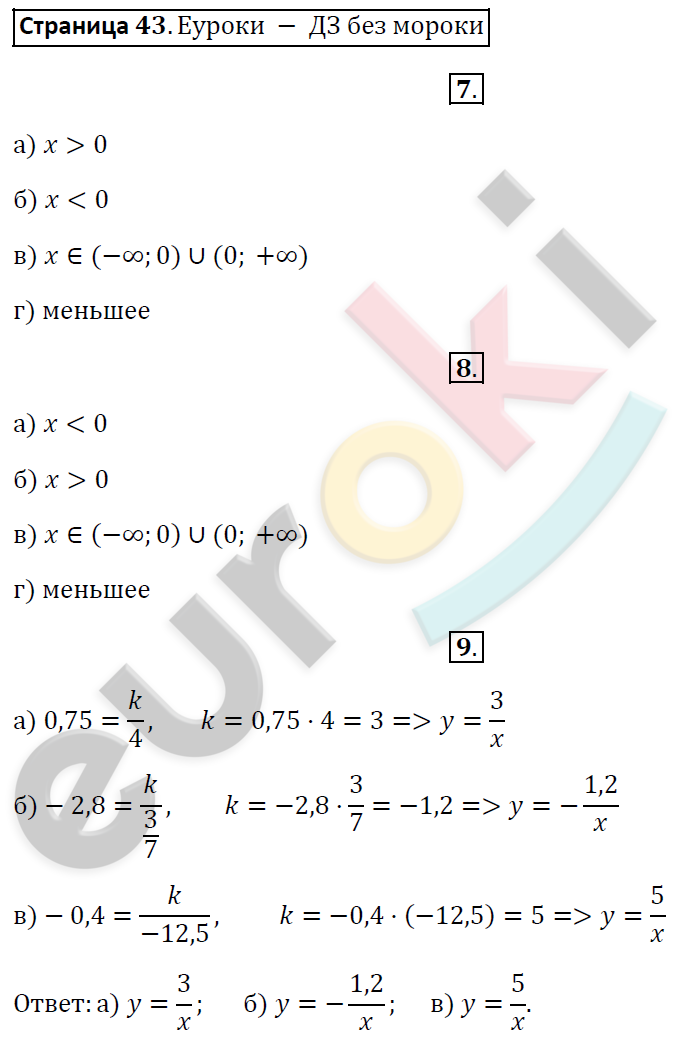 Рабочая тетрадь по алгебре 8 класс. ФГОС Ерина. К учебнику Макарычева Страница 43