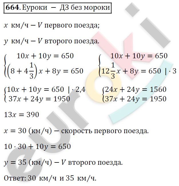 Алгебра 7 класс. ФГОС Колягин, Ткачева, Фёдорова Задание 664