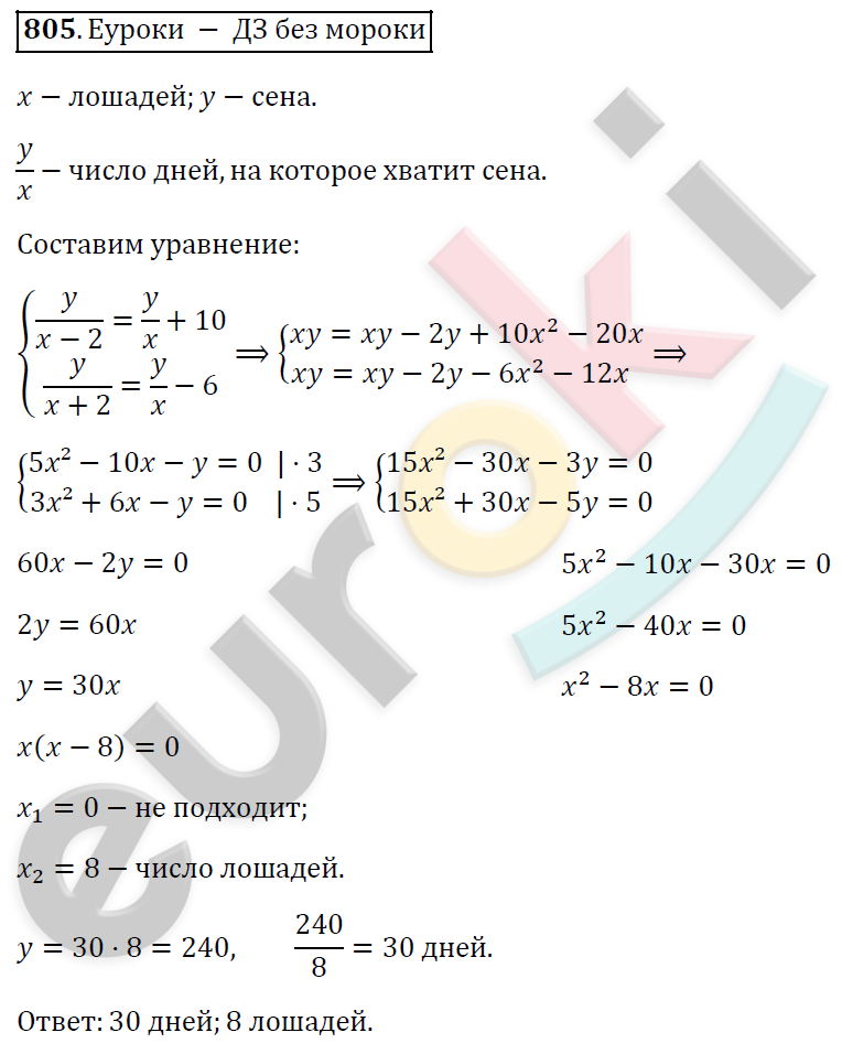 Алгебра 7 класс. ФГОС Колягин, Ткачева, Фёдорова Задание 805