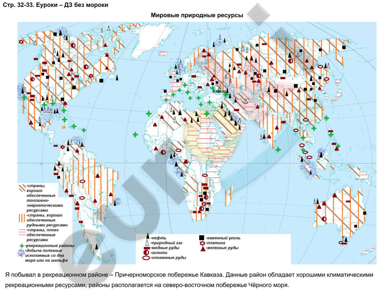 Природные ресурсы мира 10 класс география карта