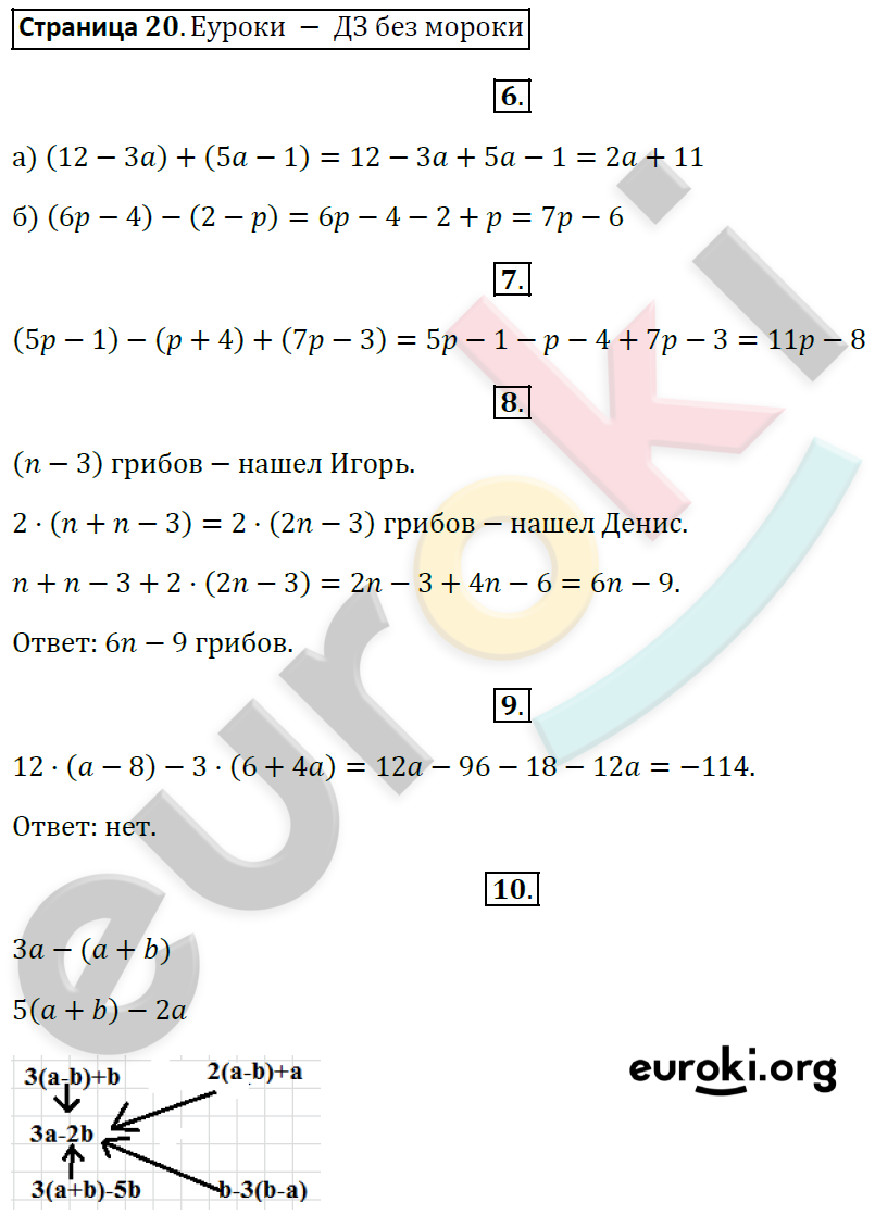 Рабочая тетрадь по алгебре 7 класс. Часть 1, 2. ФГОС Миндюк, Шлыкова Страница 20