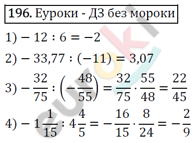Дидактические материалы по математике 6 класс Мерзляк, Полонский, Рабинович Вариант 196