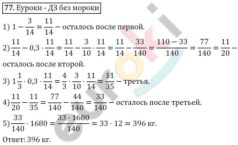 Дидактические материалы по математике 6 класс Мерзляк, Полонский, Рабинович Вариант 77
