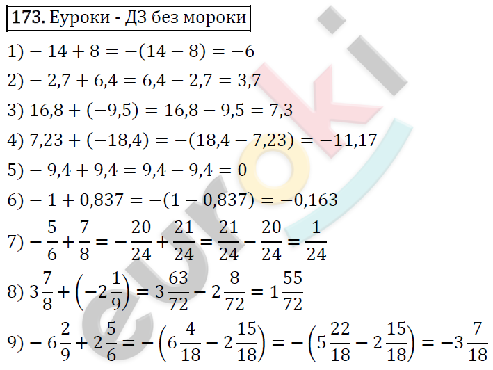 Дидактические материалы по математике 6 класс Мерзляк, Полонский, Рабинович Вариант 173