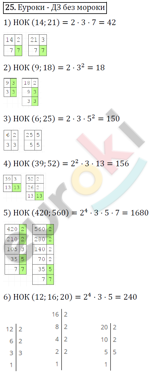 Дидактические материалы по математике 6 класс Мерзляк, Полонский, Рабинович Вариант 25