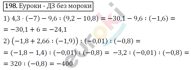 Дидактические материалы по математике 6 класс Мерзляк, Полонский, Рабинович Вариант 198