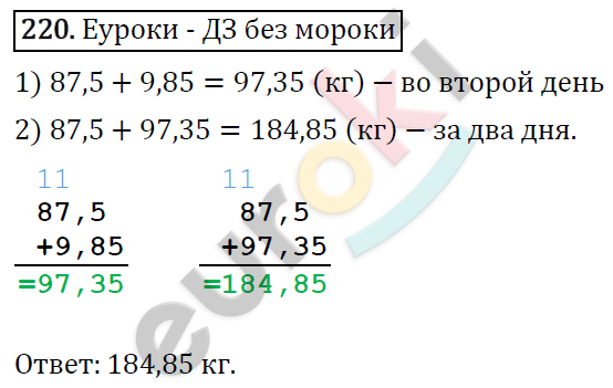 Дидактические материалы по математике 5 класс Мерзляк, Рабинович, Полонский Вариант 220