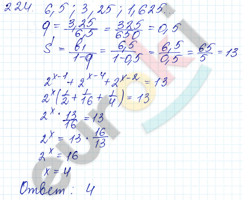 Алгебра 10 класс. ФГОС Алимов Задание 224