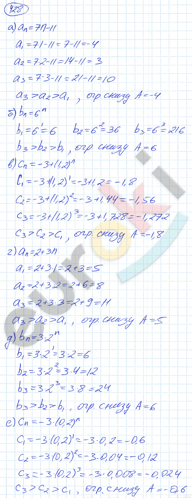 Алгебра 9 класс. ФГОС Никольский, Потапов Задание 428