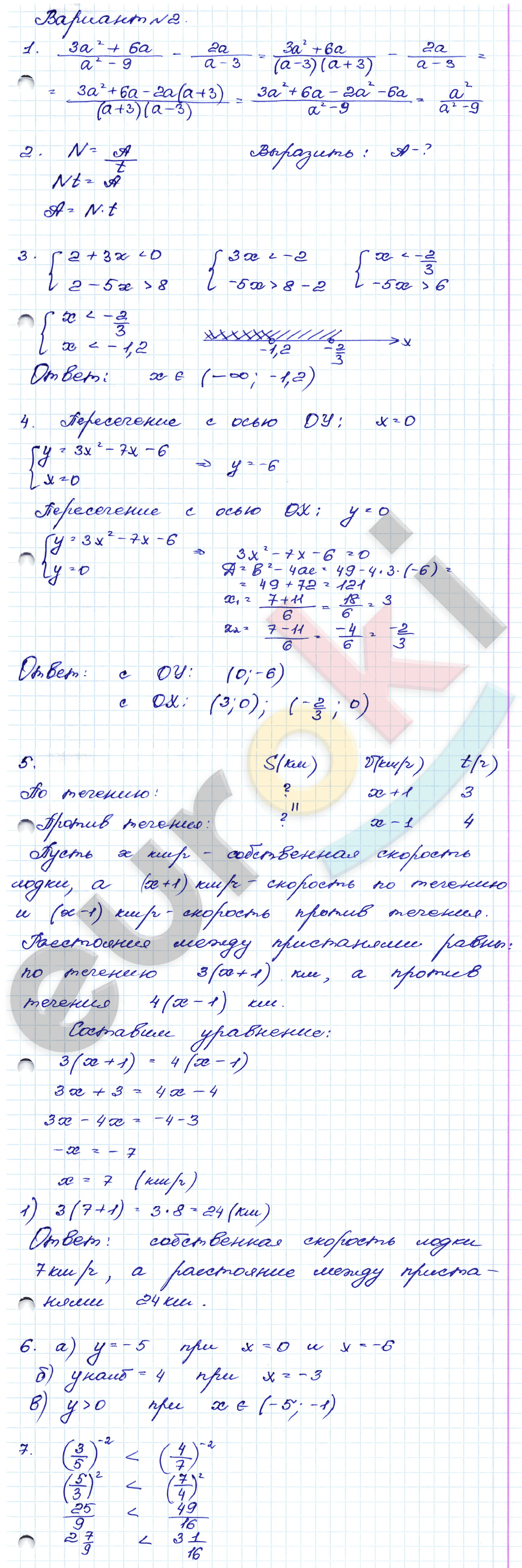 Алгебра 9 класс. Сборник заданий Кузнецова, Бунимович Вариант 2