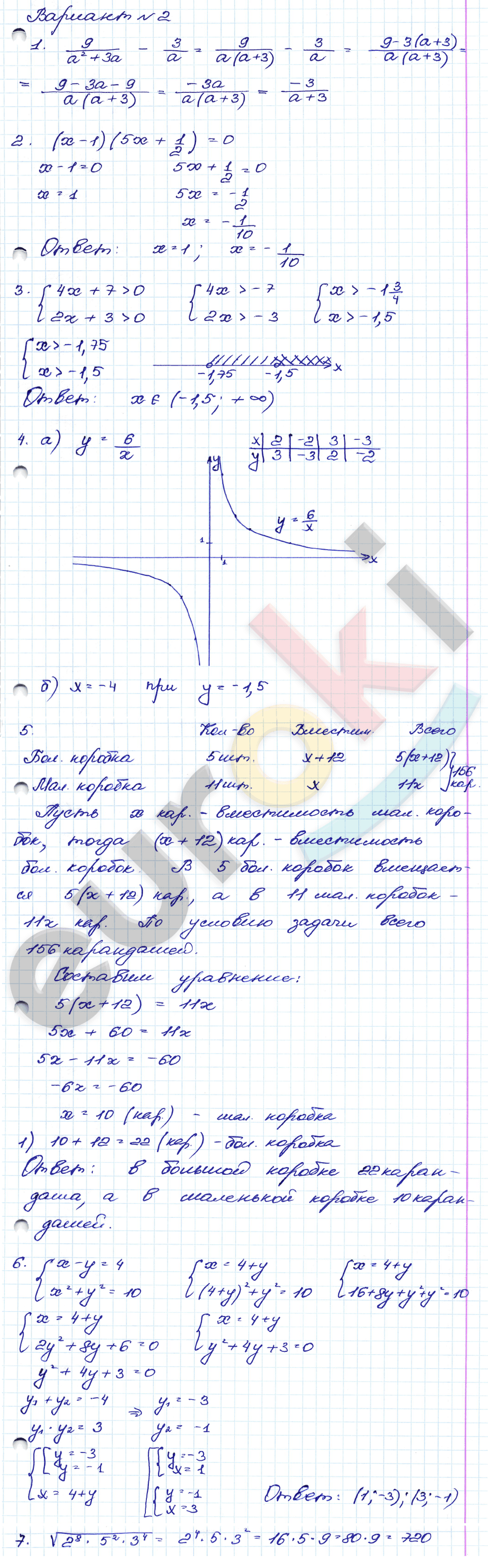 Алгебра 9 класс. Сборник заданий Кузнецова, Бунимович Вариант 2