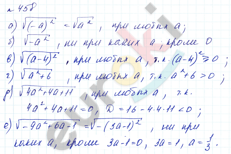Алгебра 8 класс. Углубленный уровень Макарычев, Миндюк Задание 458