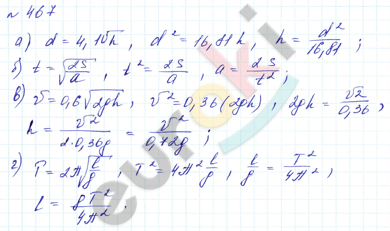 Алгебра 8 класс. Углубленный уровень Макарычев, Миндюк Задание 467
