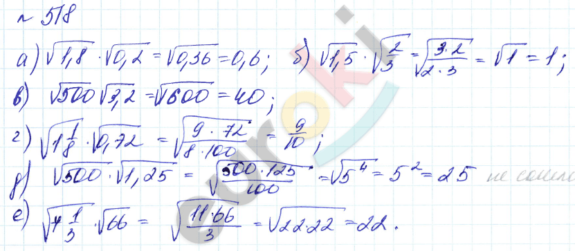 Алгебра 8 класс. Углубленный уровень Макарычев, Миндюк Задание 518